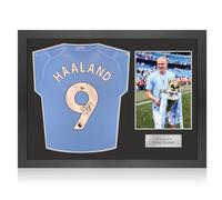 Exclusive Memorabilia Camiseta del Manchester City 2023-24 firmada por Erling Haaland. Marco de Icono