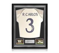 Exclusive Memorabilia Camiseta del Real Madrid 1999-00 firmada con el número por Roberto Carlos. Marco Superior.