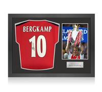 Exclusive Memorabilia Camiseta Original del Arsenal de la Temporada 2000-02 firmada por Dennis Bergkamp. Marco icónico.