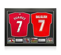 Exclusive Memorabilia Camisetas del Liverpool firmadas por Luis Suárez y Kenny Dalglish. Enmarcadas.