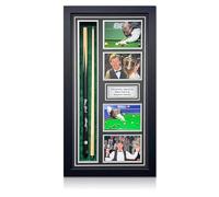Exclusive Memorabilia Taco de Billar Firmado por Steve Davis y Stephen Hendry. Enmarcado.