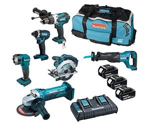 Exclusivo de Amazon: Makita DLX6104TX2 18V Li-ion LXT Kit combinado de 6 piezas completo con 3 baterías de 5.0 Ah y cargador de doble puerto suministrado en una bolsa de herramientas LXT