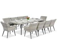 Exclusivo juego de comedor con mesa grande Cordoba para 10 personas de Garden Point bianco