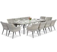 Exclusivo juego de comedor con mesa grande Cordoba para 12 personas de Garden Point bianco