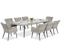 Exclusivo juego de comedor con mesa grande Cordoba para 8 personas de Garden Point bianco