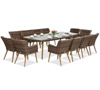 Exclusivo juego de comedor Cordoba de technoratán para 12 personas de Garden Point marrón