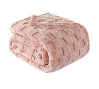 Exclusivo Mezcla Manta de Franela Doble Cara - Suave, Ligera y Cálida, Ideal para Sofá y Cama, Todas Las Estaciones, 230x270 cm, Rosa