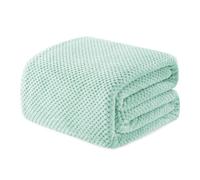 Exclusivo Mezcla Manta para Cama y Sofá, con Jacquard 3D de Gofre, Manta Polar Suave y Cálida, para Toda Estación, Lavable a Máquina y Secable, 230 x 270 cm, Verde Menta