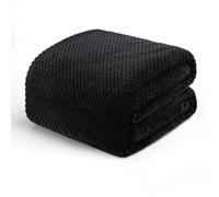 Exclusivo Mezcla Manta para Cama y Sofá, con Jacquard 3D de Gofre, Manta Polar Suave y Cálida, para Toda Estación, Lavable a Máquina y Secable, 220 x 240 cm, Negro