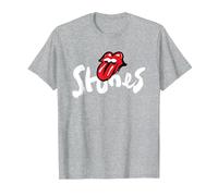 Exclusivo Rolling Stones Arte Brocha Classic Rock Merch Camiseta, Hombre, Gris Jaspeado, 4XL