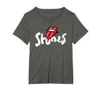 Exclusivo Rolling Stones Arte Brocha Classic Rock Merch Camiseta, Mujer Tallas Grandes, Asfalto, 1XL Grande