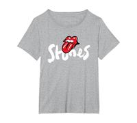 Exclusivo Rolling Stones Arte Brocha Classic Rock Merch Camiseta, Mujer Tallas Grandes, Gris Jaspeado, 5XL Grande