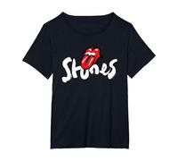 Exclusivo Rolling Stones Arte Brocha Classic Rock Merch Camiseta, Mujer Tallas Grandes, Negro, 5XL Grande