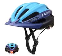 Exclusky Casco Bicicleta Adulto, Casco Patinete Electrico Adulto Casco MTB Hombre Ciclismo Casco Bicicleta Mujer de Montaña Ultraligero con Visera y luz LED (56-61CM) (Blue)