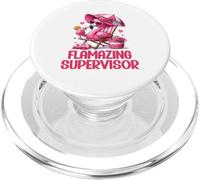 Excursión a la Playa Tropical de Flamzing Supervisor Pink Flamingo PopSockets PopGrip para MagSafe