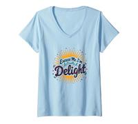 Excuse Me, I'm Actually A Delight - Cita ingeniosa de Sunburst Camiseta Cuello V, Mujer, Azul Bebé, XL