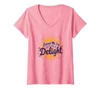 Excuse Me, I'm Actually A Delight - Cita ingeniosa de Sunburst Camiseta Cuello V, Mujer, Rosado, S
