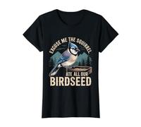 Excuse Me The Squirrel Ate All Our Birdseed - Camiseta gráfica económica, Mujer, Negro, L
