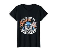 Excuse Me The Squirrel Ate All Our Birdseed - Camiseta gráfica económica, Mujer, Negro, XL