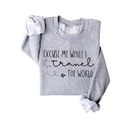 Excuse Me While I Travel The World' - Sudadera de forro polar para mujer, gris, S