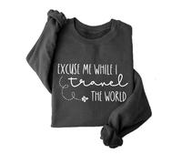 Excuse Me While I Travel The World' - Sudadera de forro polar para mujer, Negro, XXL