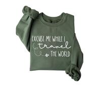 Excuse Me While I Travel The World' - Sudadera de forro polar para mujer, verde, XXL