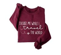 Excuse Me While I Travel The World' - Sudadera de forro polar para mujer, Vino, M