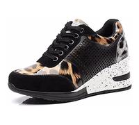 EXECAB Zapatillas de Deporte con cuña para Mujer, Zapatillas con Cordones de tacón de 3,15 ", Zapatos de Plataforma de tacón Oculto Antideslizantes, Zapatos de Boda para Caminar,Burst,36