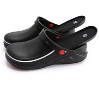 EXECAB Zapatos de Chef Resistentes al Aceite, Zuecos para Hombres y Mujeres, Zapatos de Cocina Antideslizantes, Zapatos de Trabajo de Seguridad para jardín con cómoda Plantilla Deportiva,Negro,37