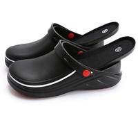 EXECAB Zapatos de Chef Resistentes al Aceite, Zuecos para Hombres y Mujeres, Zapatos de Cocina Antideslizantes, Zapatos de Trabajo de Seguridad para jardín con cómoda Plantilla Deportiva,Negro,38