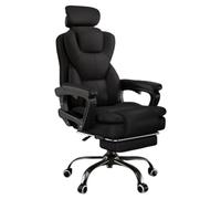 Executive Office Chair, Ergonomic Reclining High Back Leather Seats with Footrest and Lumbar Support, High Back Executive Chair with Linkage Armrests, For Home,Office(Black)