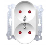 EXEN - Doble Toma de Pared Tipo E con Protección Táctil - Blanco, Montaje Empotrable Toma de Corriente 16A 250V - All-in-One Compatible con Las Series KARELL/ODAK/COMFORT - 248/01E