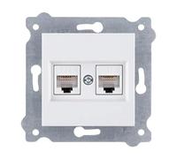 EXEN - Doble Toma de Red Cat.6 - Blanco, Montaje Empotrable Toma de Corriente - 2x Puertos RJ45 - All-in-One Compatible con Las Series KARELL/ODAK/COMFORT - 254/01E