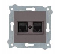 EXEN - Doble Toma de Red Cat.6 - Mocha, Montaje Empotrable Toma de Corriente - 2x Puertos RJ45 - All-in-One Compatible con Las Series KARELL/ODAK/COMFORT - 254/15E