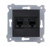 EXEN - Doble Toma de Red Cat.6 - Negro Metálico, Montaje Empotrable Toma de Corriente - 2x Puertos RJ45 - All-in-One Compatible con Las Series KARELL/ODAK/COMFORT - 254/14E