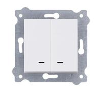EXEN - Interruptor Empotrado para Luz con LED - Doble Interruptor de Pared Blanco 2-Vías - All-in-One Compatible con las Series KARELL/ODAK/COMFORT - 203/01E