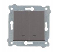 EXEN - Interruptor Empotrado para Luz con LED - Doble Interruptor de Pared - Mocha 2-Vías - All-in-One Compatible con las Series KARELL/ODAK/COMFORT - 203/15E