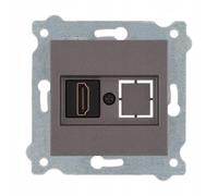 EXEN - Toma de Pared HDMI - Mocha, Montaje Empotrable Toma de Pared con Enchufe - 1x Puerto HDMI - All-in-One Compatible con Las Series KARELL/ODAK/COMFORT - 269/15E