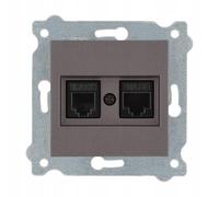 EXEN - Toma de Red Cat.6 + Toma Telefónica - Mocha, Montaje Empotrable - 1x Puerto RJ45 i 1x Puerto RJ11 - All-in-One Compatible con Las Series KARELL/ODAK/COMFORT - 256/15E