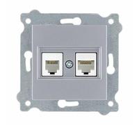EXEN - Toma de Red Cat.6 + Toma Telefónica - Plata, Montaje Empotrable - 1x Puerto RJ45 i 1x Puerto RJ11 - All-in-One Compatible con Las Series KARELL/ODAK/COMFORT - 256/10E