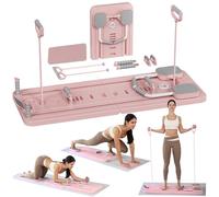 ExeractFit Pilates Board - 2025 Upgraded Plegable Pilates Reformer Machine Set per Hogar Pilates Equipment Multifuncional Rodillo Abdominales Rebote Automático Home Workout(Rosa)