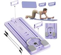 ExeractFit Pilates Board Compact Pilates Reformer Machine Set, Foldable AB Roller Wheel Rodillo Abdominales Exercise Board Rebote Automático Máquina de Ejercicio en Casa(Morado sin Empuñadura)