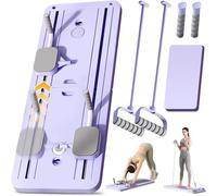 ExeractFit Pilates Board Compact Pilates Reformer Machine Set, Foldable AB Roller Wheel Rodillo Abdominales Exercise Board Rebote Automático Máquina de Ejercicio en Casa(Morado con Empuñadura)