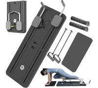 ExeractFit Pilates Board Compact Pilates Reformer Machine Set, Foldable AB Roller Wheel Rodillo Abdominales Exercise Board Rebote Automático Máquina de Ejercicio en Casa(Negro con Empuñadura)