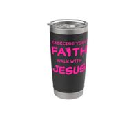 Exercise Your Faith, Walk With JESUS: Inspiring Christian Vaso térmico de acero inoxidable de doble pared
