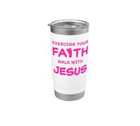 Exercise Your Faith, Walk With JESUS: Inspiring Christian Vaso térmico de acero inoxidable de doble pared