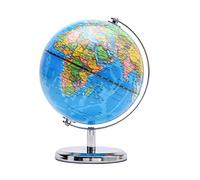 Exerz 14cm Globo Terráqueo - Mapa en Inglés - Decoración de Escritorio educativa/geográfica/Moderna - Mapa Político - Con una Base de Metal - Diámetro: 14cm
