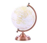 EXERZ 20cm Globo Dorado Color Metálico - Decoración Educativa, Geográfica, De Escritorio Moderna - Arco Y Base De Metal, Recubiertos En Color Dorado - Francés