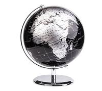 Exerz 20cm Globo Terráqueo - Mapa en Inglés - Decoración de Escritorio educativa/geográfica/Moderna - con una Base de Metal - Negro Metálico - Diámetro: 20cm