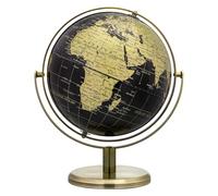 Exerz 20cm globo terráqueo negro dorado giratorio mapa en inglés Bronze